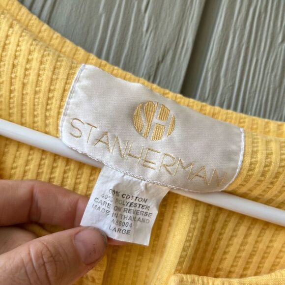 Vintage Stan Herman Yellow Zip Lounge Dress w/ Sun Zipper Pull Sz L Pockets - Picture 4 of 8